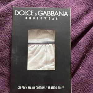 Dolce & Gabbana Men's Gray Trim White Briefs